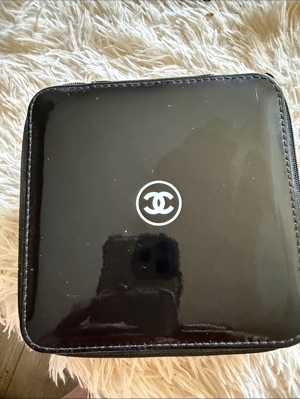 CHANEL Black Cosmetic Travel Case with Drawstring Pouch +a white Chanel box!!!